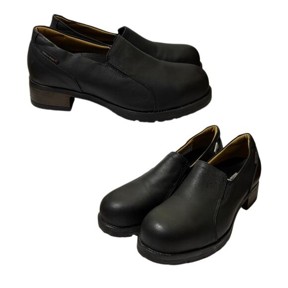 Mellow Walk Vanessa Slip On Shoes Steel Toe Heeled Woman's size 8 Black Leather - Picture 2 of 16